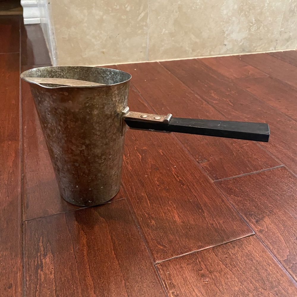 Vintage cream separator saucepan warmer pitcher with handle from Neiman Marcus.